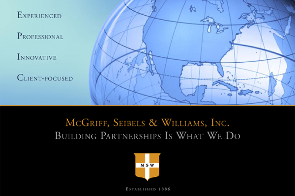 MSW brochure with globe showing USA