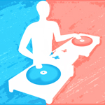 simple outline logo of DJ