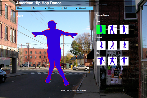 webpage layout showing Hip Hop dancer