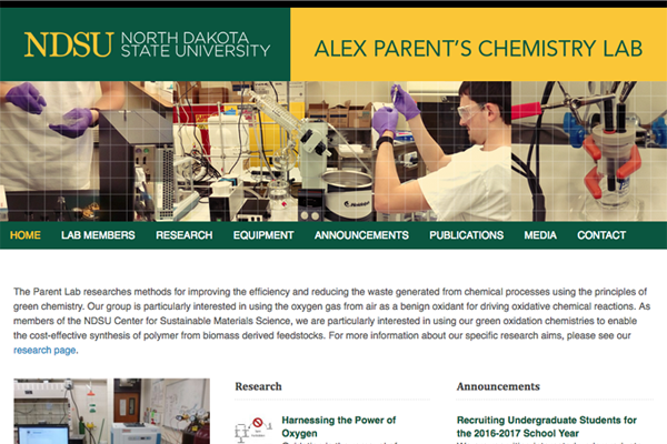 webpage layout showing chemistry lab